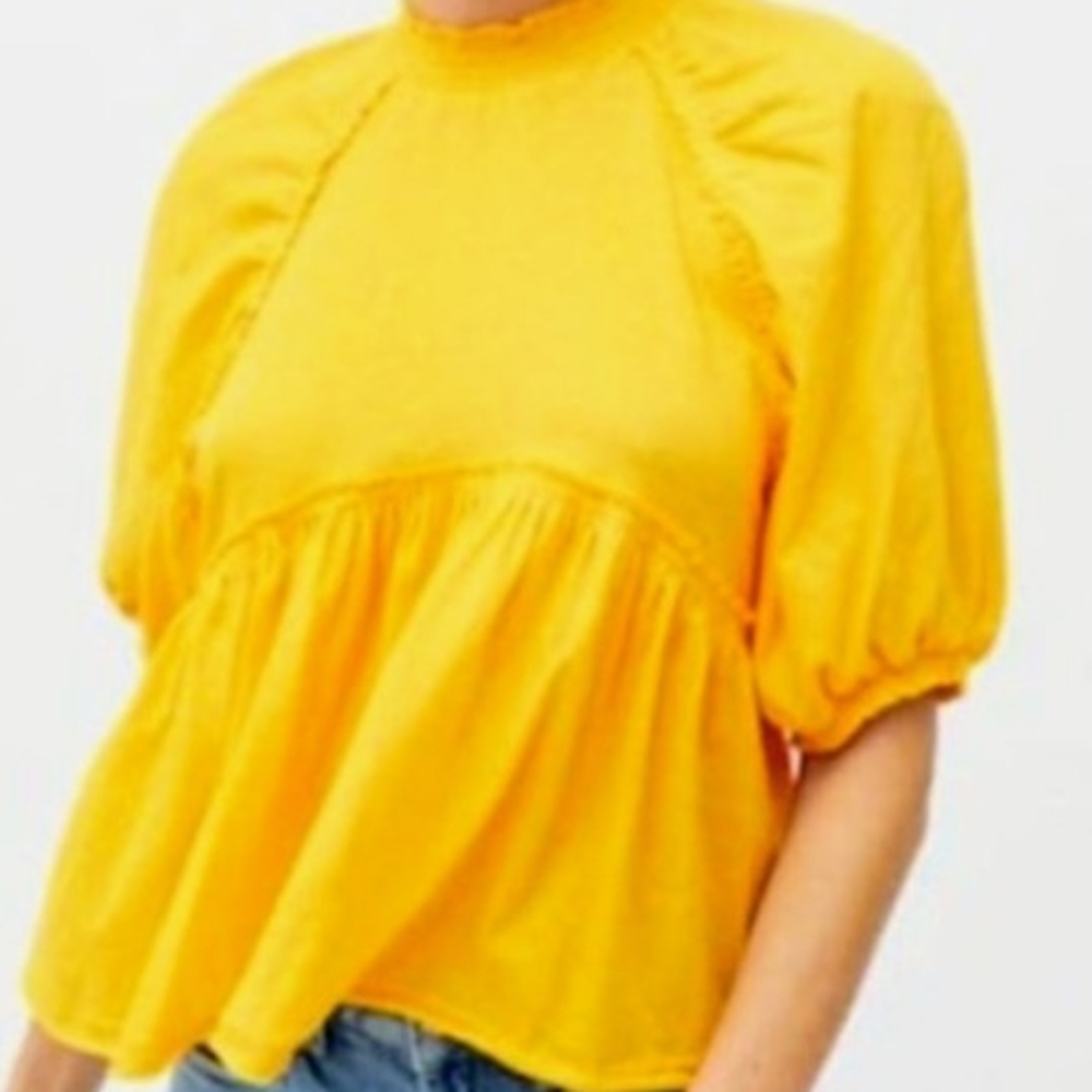 Urban Outfitters Orange Puff Sleeve Blouse